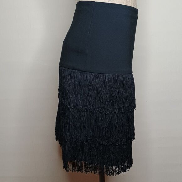 Ann Taylor Skirt Sz 14 Black Fringe Mini Flapper Gatsby Whimsigoth Cocktail NWT - Picture 3 of 7